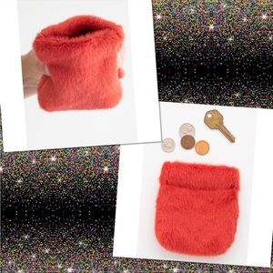 NWOT Natural Life Fuzzy Red Pinch Pouch